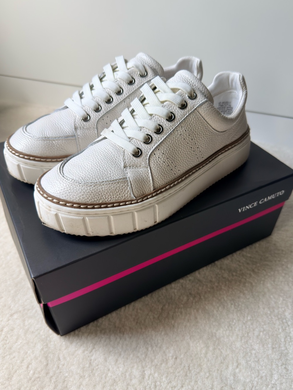 Vince Camuto Rezelli Off-White Leather Platform Sneakers
